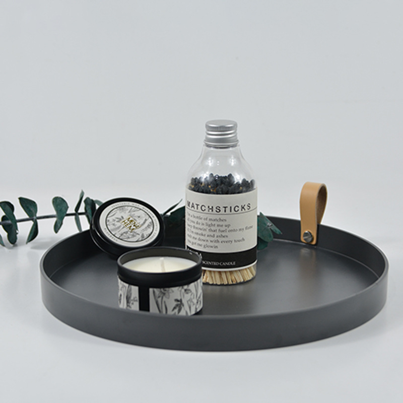 Creativo simple pu cuero mango bandeja salón pasillo cosméticos artículos diversos objetos pequeños escritorio bandeja de almacenamiento