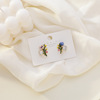 Goods, enamel, fashionable earrings, Korean style, silver 925 sample, french style, flowered