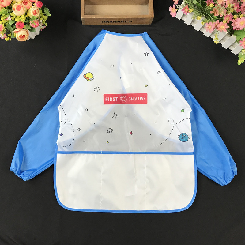 跨境工厂儿童围裙美术绘画幼儿园画画衣服防水罩衣宝宝反穿吃饭衣