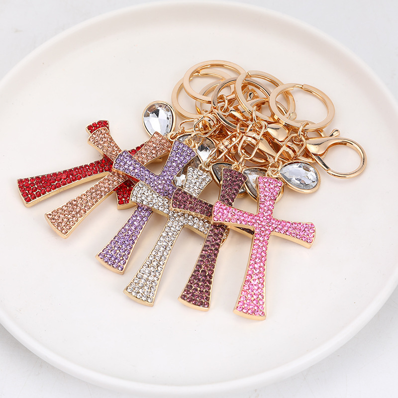 Cross-Border Creative Diamond-Encrusted Cross Keychain Wholesale Metal Car Pendant Small Gifts Business Gifts Cross-Border Creative Diamond-Encrusted Cross Keychain Wholesale Metal Car Pendant Small Gifts Business Gifts