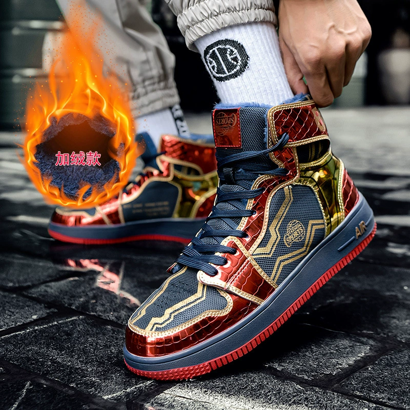Высокобортовые спортивные кроссовки (Air Jordan), европейский стиль, верх из твила + TPU, резиновая подошва