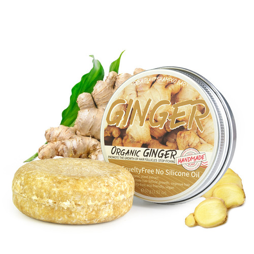 Foreign trade cross-border English packaging ginger shampoo bar, He Shou Wu plant essential oil soap, hair washing soap, oil removing, black hair soap