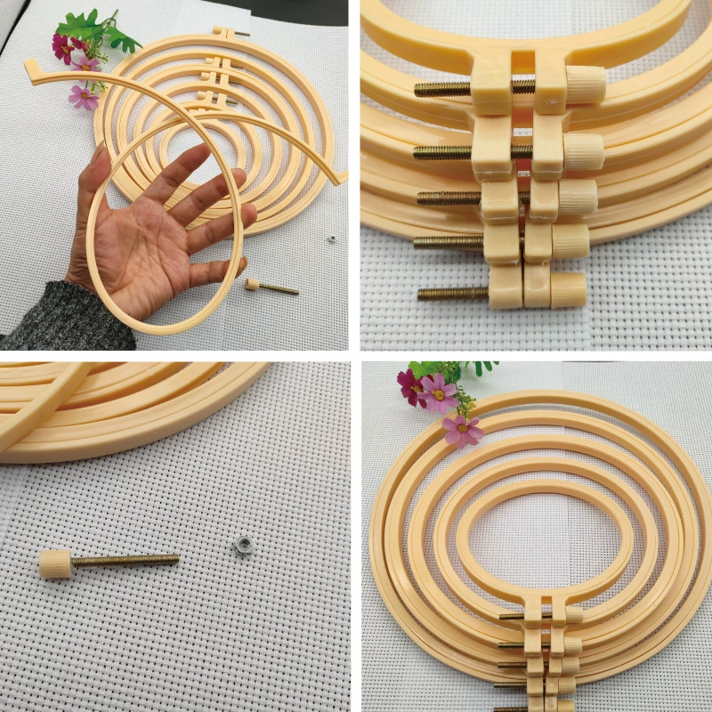 Изготовленный на заказ, напрямую с завода, регулируемый вышивальный пяльцы-обруч из имитации бамбука, экологически чистый, для вышивки крестиком, с рисунком цветов