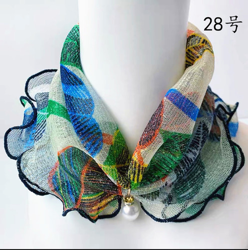 Pearl wood ear-edge gold silk scarf gold thread lace versatile scarf fashion scarf square scarf multi-purpose silk scarf wholesale