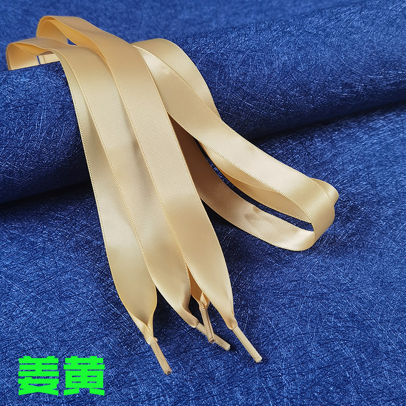 Cinta de encaje satinado color caramelo Satén de poliéster de doble cara Satén de encaje brillante encaje ancho cinta plana encaje