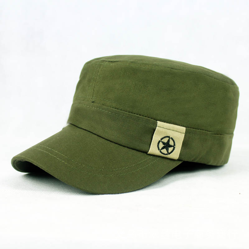 Sombrero plano sombrero de estrella de cinco puntas para hombre clásico gorra de béisbol de algodón sombrero militar al por mayor sombrero de sol femenino al aire libre