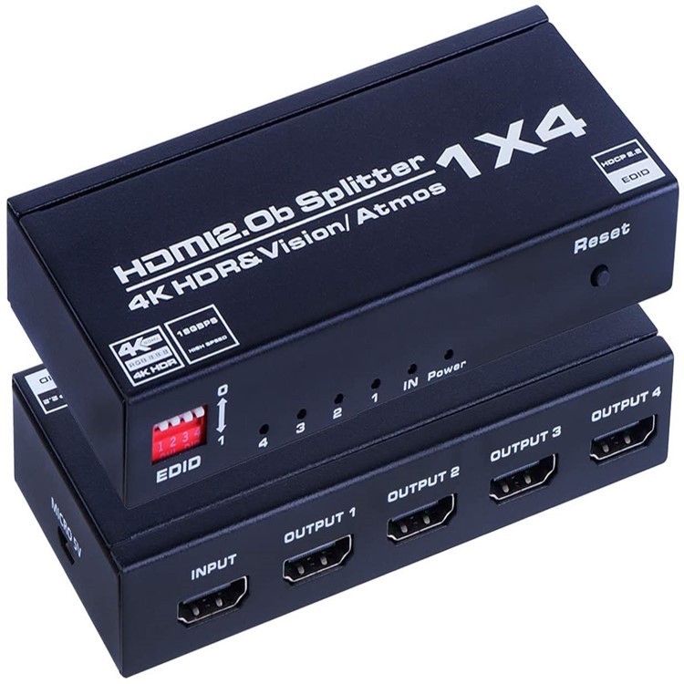 Новый HDMI дистрибьютор 1 в 4 HDMI 2.0 дистрибьютор HDCP2.3 4K60HZ 1080P 3D