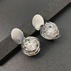 Retro woven earrings, metal accessory from pearl, European style, simple and elegant design