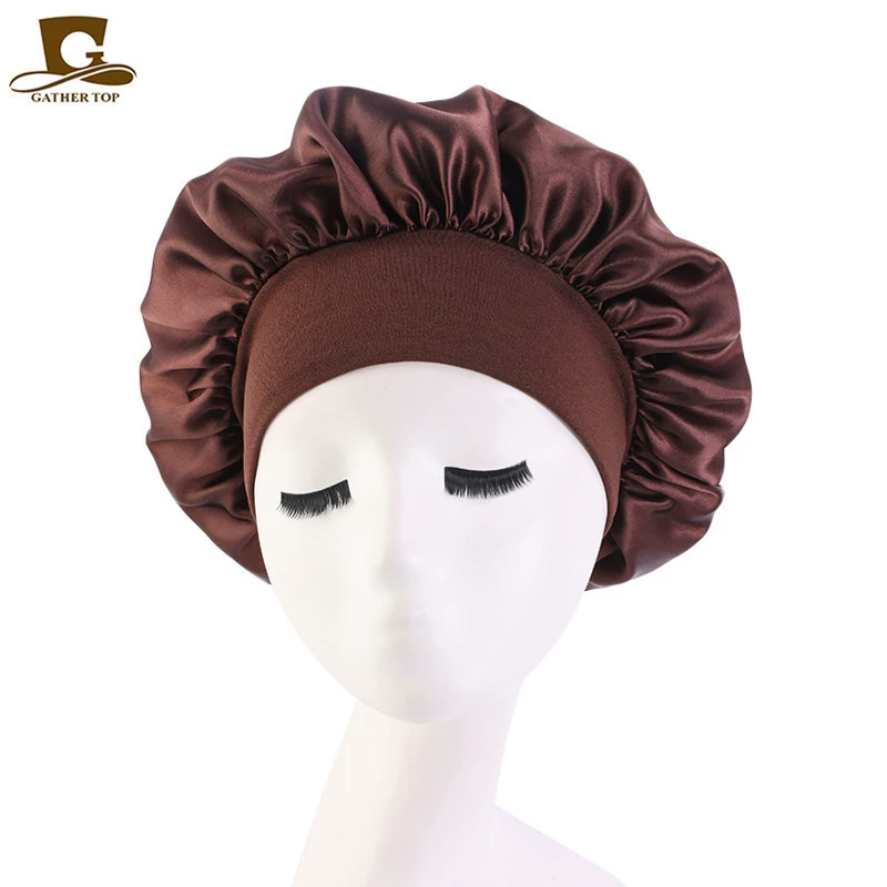Sleeping Hat TJM-301 — Wide-Edge High-Elastic Ladies Hair Care Cap, Satin-Look, 56–58 cm