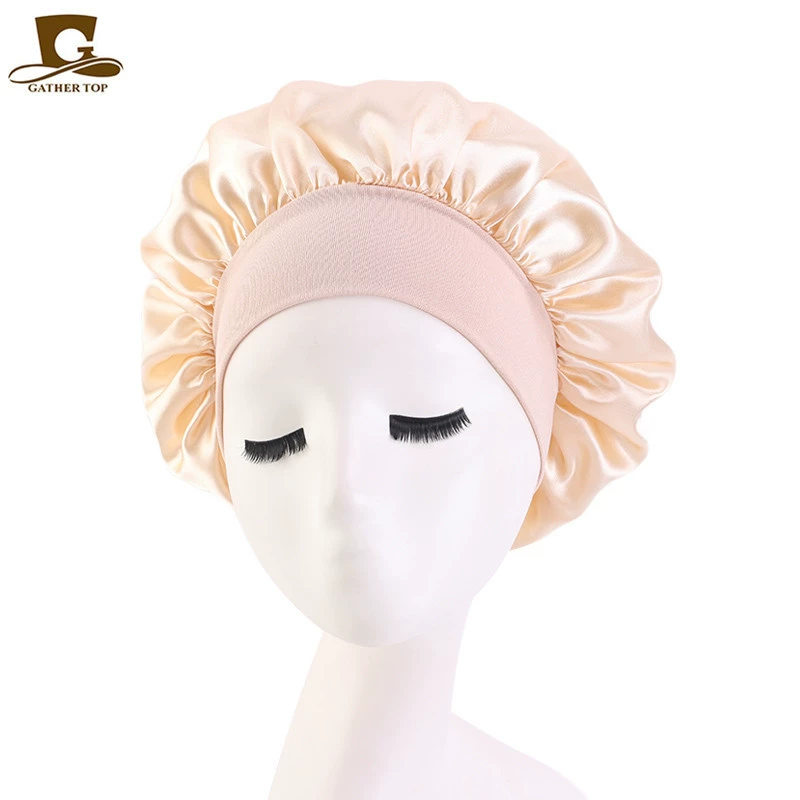 Sleeping Hat TJM-301 — Wide-Edge High-Elastic Ladies Hair Care Cap, Satin-Look, 56–58 cm