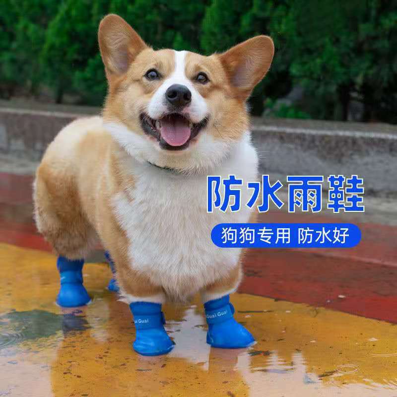 Botas de lluvia de silicona suave para mascotas antideslizantes resistentes al desgaste Botas de lluvia para perros color de jalea zapatos impermeables al aire libre suministros para mascotas