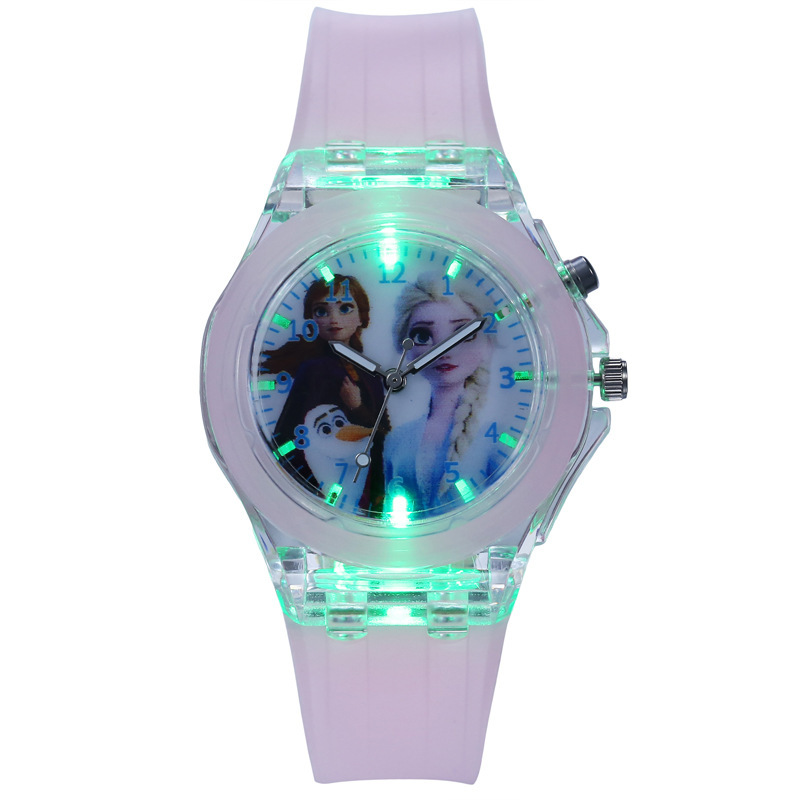 New Ice Princess Watch for Primary and Secondary School Students, Luminous Children's Electronic Watch, Silicone Cartoon Watch Wholesale