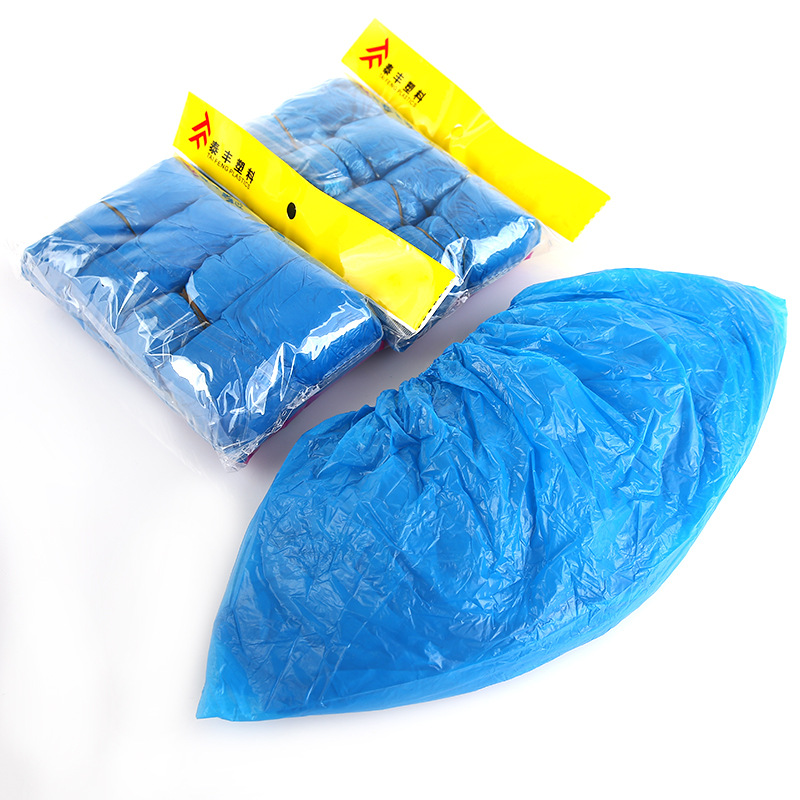 Nueva cubierta de zapato PE impermeable a prueba de lluvia cubierta de zapato engrosada PE plástico azul cubierta de zapato a prueba de polvo antideslizante