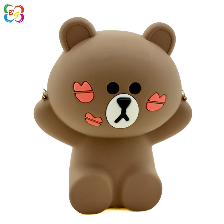 Bolsa de teléfono móvil de silicona de venta transfronteriza unidireccional de dibujos animados oso bolsa de hombro portátil impermeable bolsa de almacenamiento multifuncional