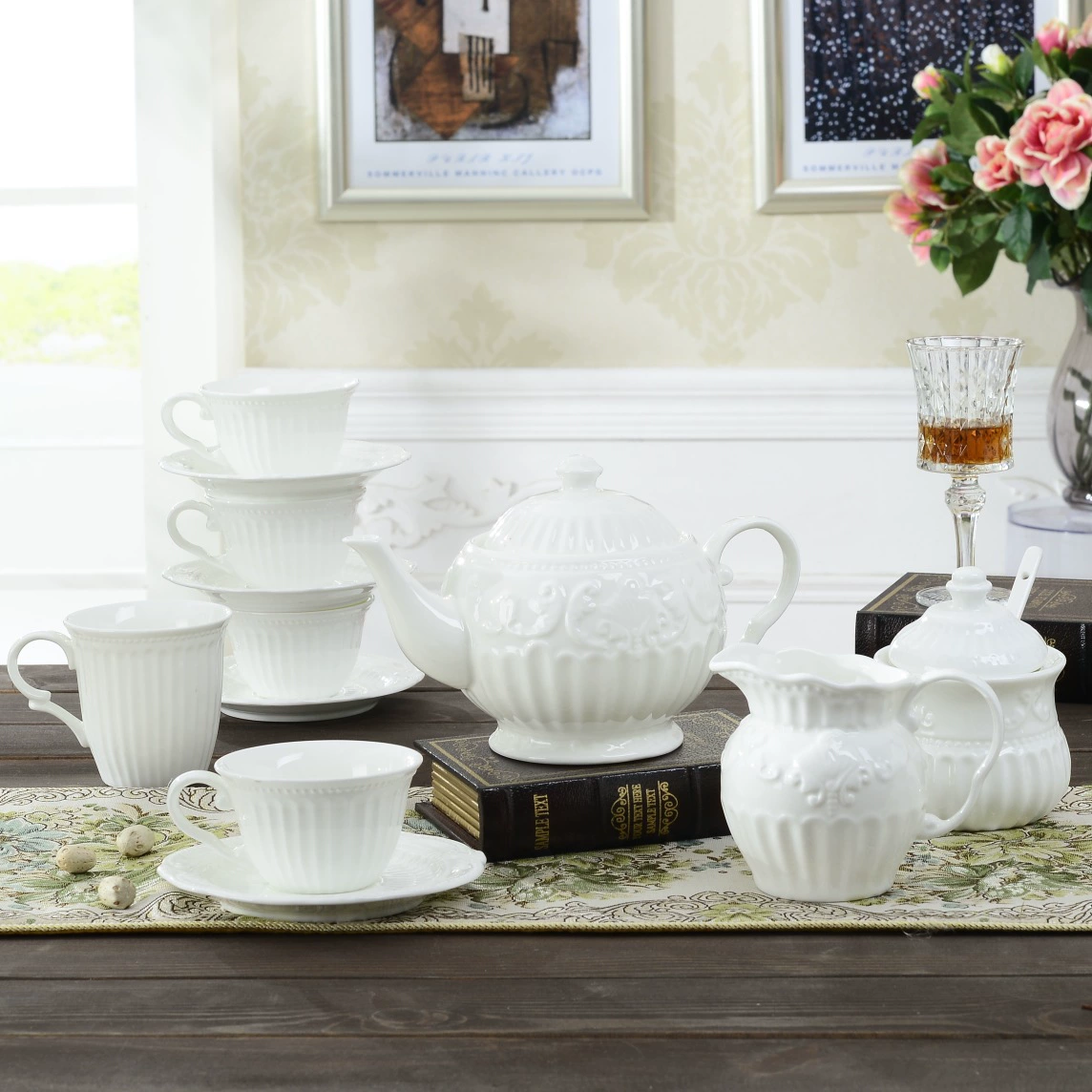 Гуандун завод прямой Европейский дворец рельеф кофейная чашка костюм чайник сахар горшок чашка блюдце оптом