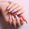 Purple nail stickers for manicure, fake nails, glue, 24 pieces, European style, ready-made product