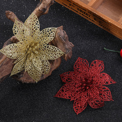Christmas flower imitation plastic flowers Christmas tree wreath decoration supplies multiple colors available Christmas hollow gold powder flower accessories