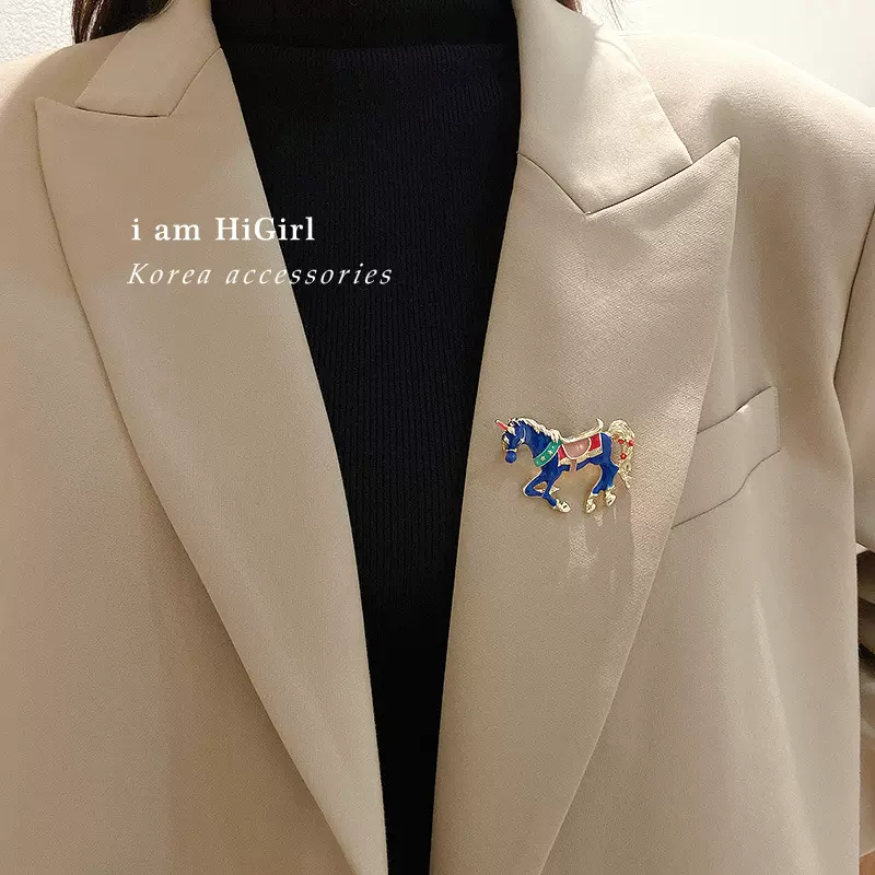韩国小众设计可爱珐琅马胸针小清新时尚潮自然风网红个性简约配饰