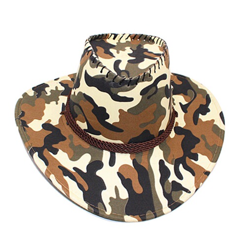 Three-Strand Rope Western Travel Camo Hat, Sun-Protective Jazz Cap, Summer Western Cowboy Men's Hat, Fishing Cap