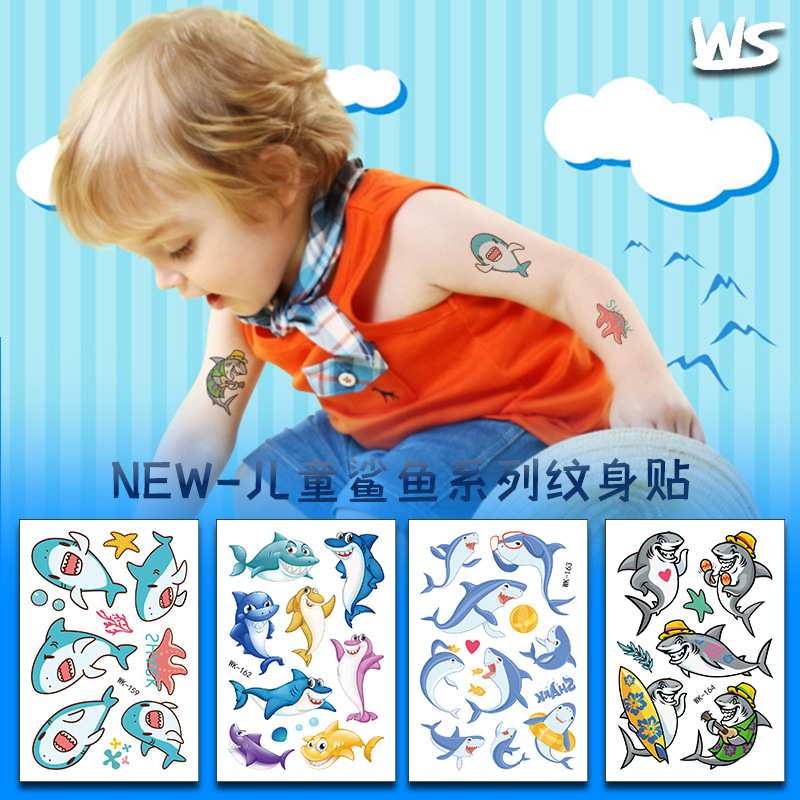 Cross-border Hot Sale Children Undersea Shark Original Tattoo Sticker Mermaid Marine Animal Temporary Tattoo Sticker