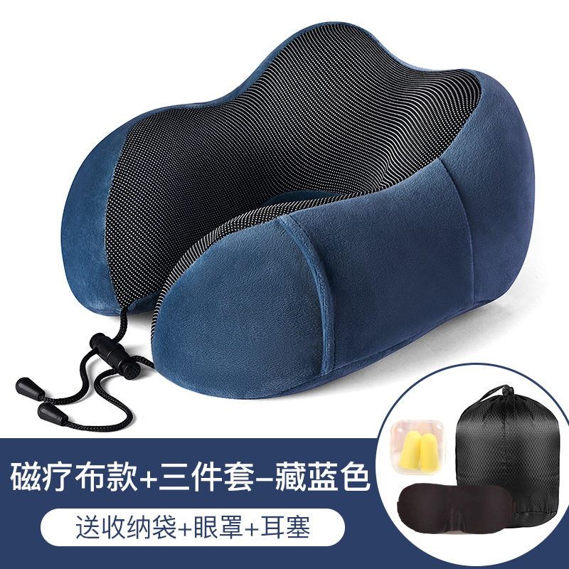 Azul oscuro + bolsa de almacenamiento + máscara de ojo + tapones para los oídos
