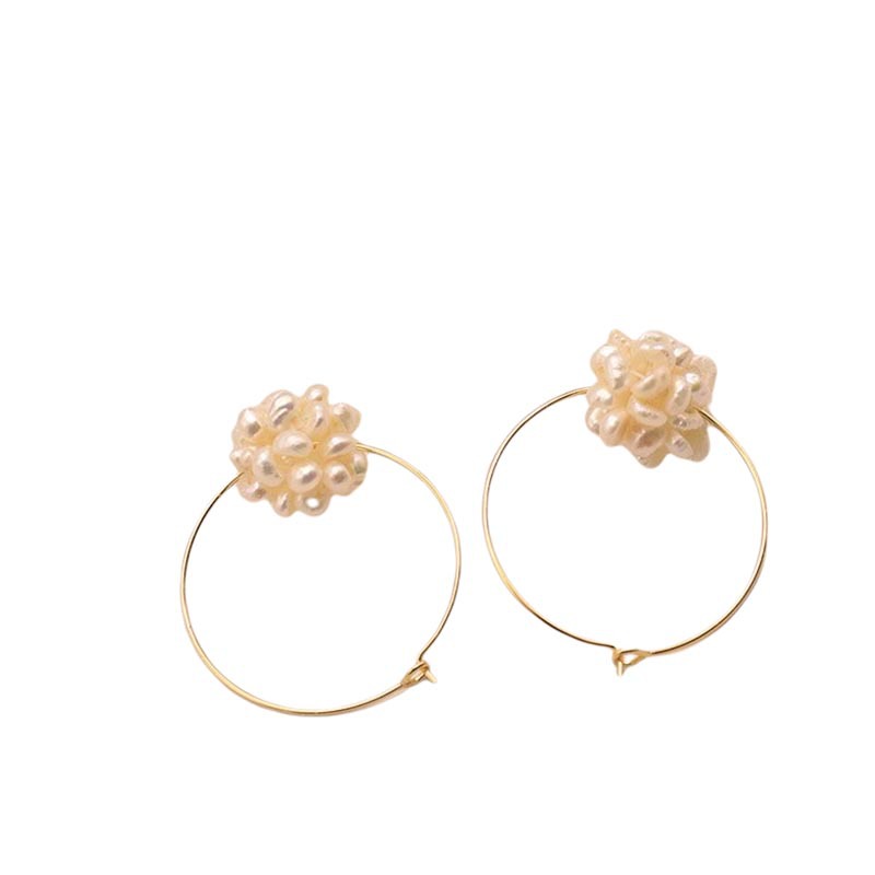 Perla alta sensación barroco perla bucle exagerado pendientes de moda joyas de alta calidad al por mayor natural