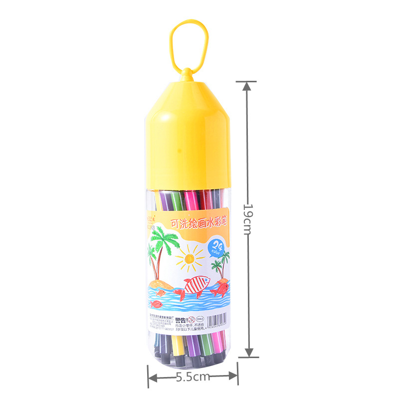 Suministro directo de fábrica traje de pluma de acuarela para niños 12 barril de color cepillo lavable kindergarten pluma de color al por mayor