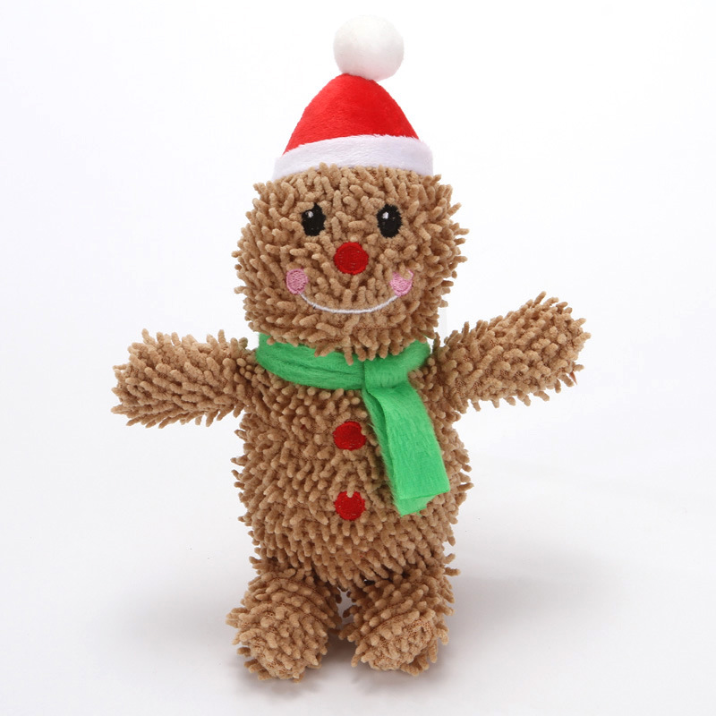 Amazon Venta caliente mascota de peluche de sonido de juguete de Navidad traje de juguete resistente a las mordeduras de gato y perro de juguete