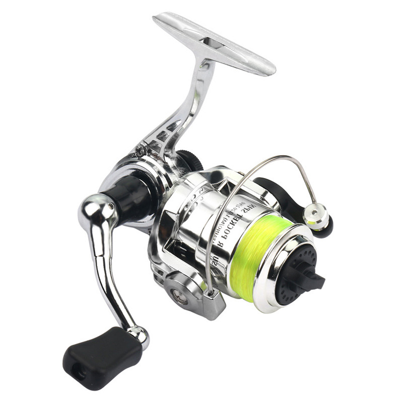 Weihe mini 100-tipo de micro rueda giratoria línea de cola de pelo de metal Cuerpo principal micro tiro largo rueda de pesca en hielo RUEDA DE PESCA DE BOLSILLO
