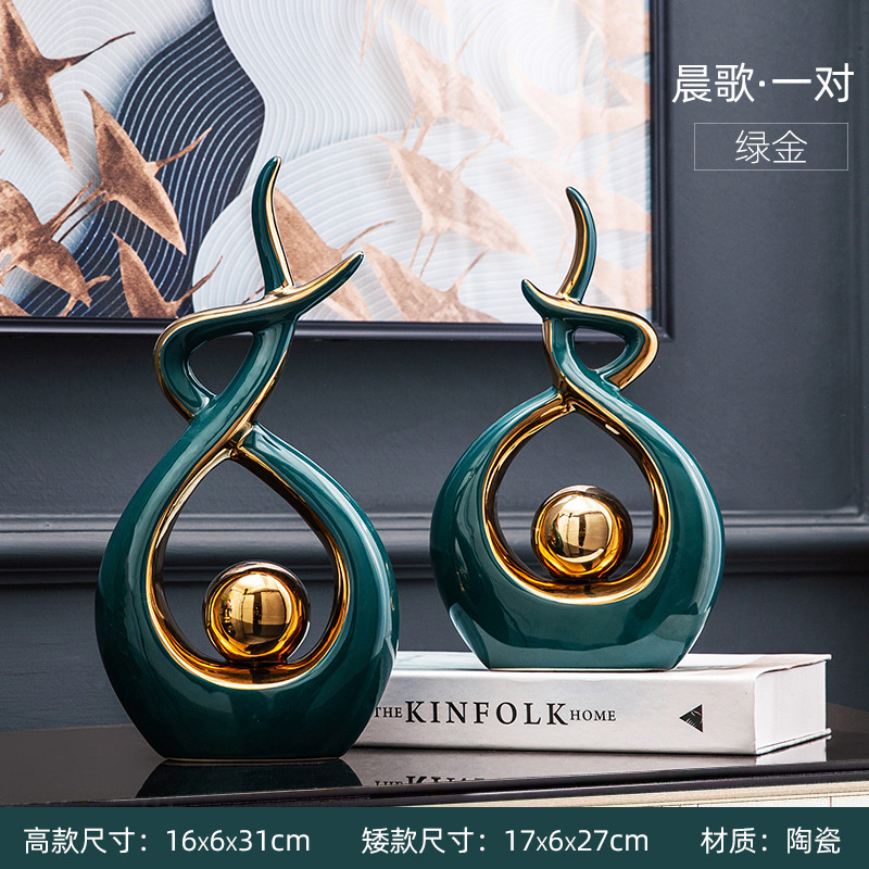 リビングルームの置物は軽くて豪華で高級な雰囲気のお酒棚の装飾品です。