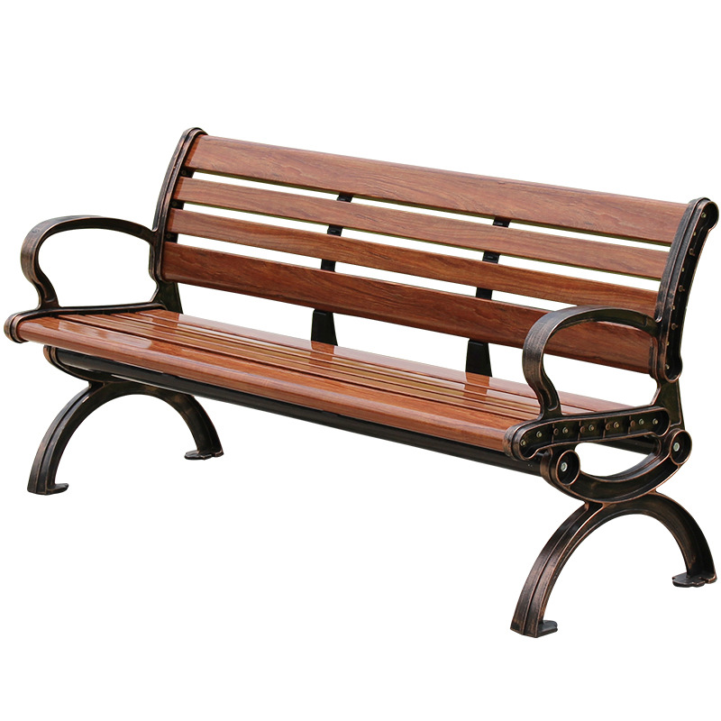 Parque silla Banco al aire libre taburete largo Patio de aluminio fundido ocio público asiento trasero Silla de hierro silla larga