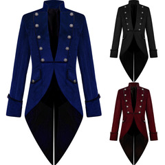 Man's Western-style Export Evening Gown Tuxedo Stand Collar Silk Velvet Retro Tailcoat Performance Dress