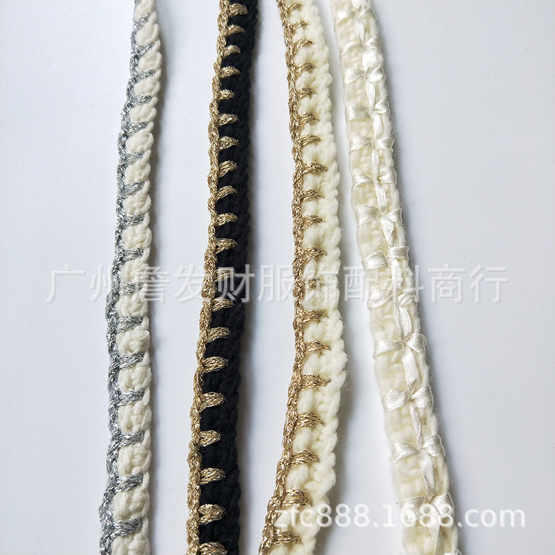 发财织带 手勾小香织带 毛线混金银小香织带小香风门襟袖边领边带