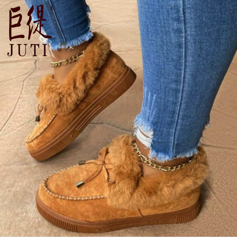 2021 Juti осень-зима Новое желание Европейская и американская обувь с кисточками на плоской подошве больших размеров женская обувь сумка для шитья в знаменитом этническом стиле женские хлопковые сапоги