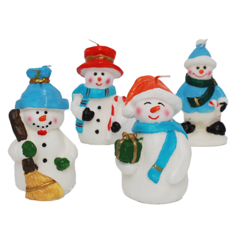 Navidad viejo muñeco de nieve vela artesanía pintada a mano Decoración de mesa decoración del hotel regalo lámpara de vela de parafina