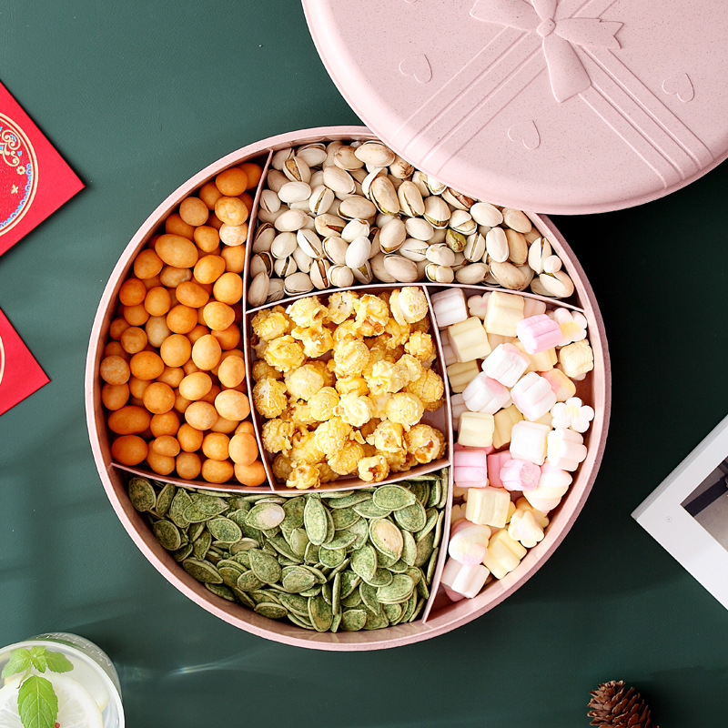 Trigo caja de dulces de estilo europeo caja de fruta seca de vacaciones caja de almacenamiento de aperitivos plato de fruta seca plato de fruta con tapa