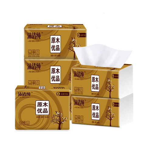 100 packs of economical household tissue paper made from natural wood pulp, four-layered thickened napkin towels for handkerchiefs
