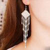 Earrings, pendant with tassels from pearl, long zirconium, Korean style