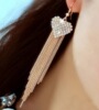 Earrings, pendant with tassels from pearl, long zirconium, Korean style