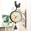 Cross -border European -style Creative Double -sided House House Room Decoration Clock Iron Mute Clock Double Clock