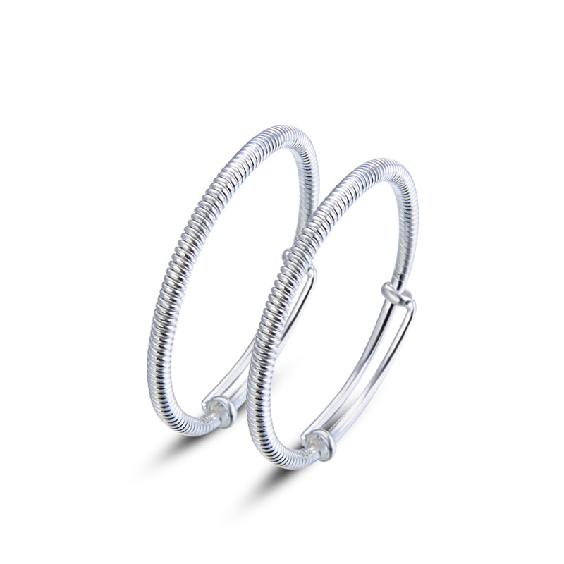 S990 pulsera de plata llena joyas de bebé masculino y femenino en forma de resorte push-pull pulsera bebé de un mes de edad cien días de edad pulsera de regalo