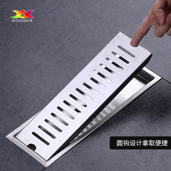 304 stainless steel long floor drain, engineering large-capacity shower room floor drain, odor and pest prevention, thick long floor drain manufacturer