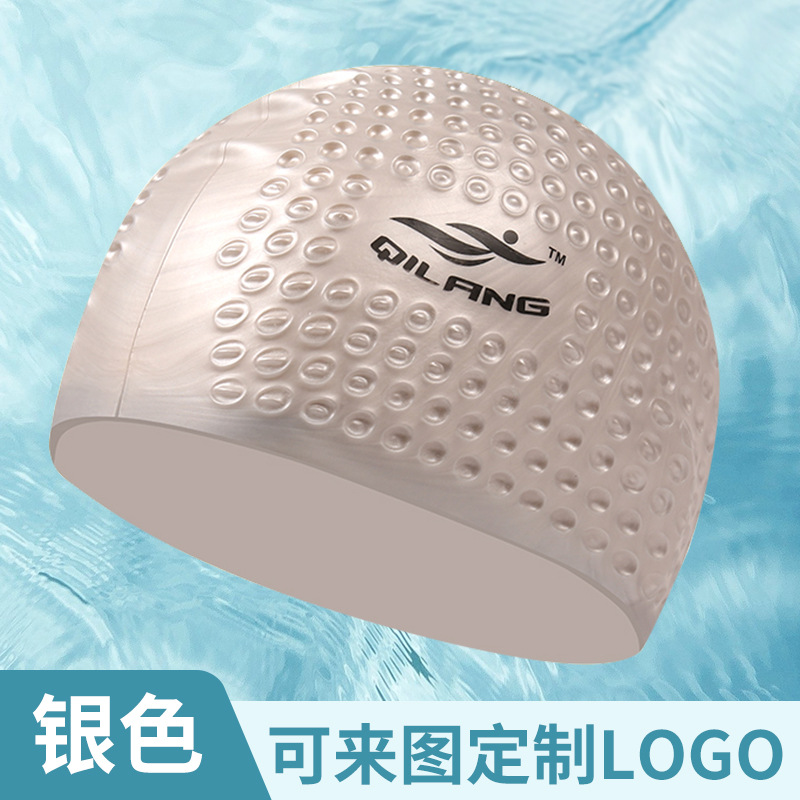 Gorro de natación de silicona, talla grande, para adultos, con protección para los oídos, protector de cabello, impermeable, logotipo personalizado, unisex, venta directa de fábrica