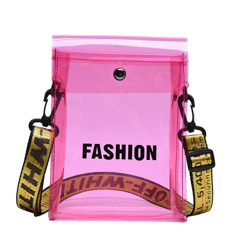 Bolso transparente para niños, nueva versión coreana en verano, letras yangqi, hombres y mujeres, gel de plástico para niños, moda de teléfonos móviles