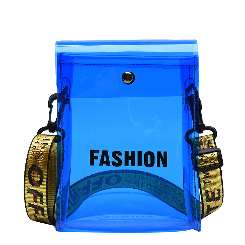 Bolso transparente para niños, nueva versión coreana en verano, letras yangqi, hombres y mujeres, gel de plástico para niños, moda de teléfonos móviles