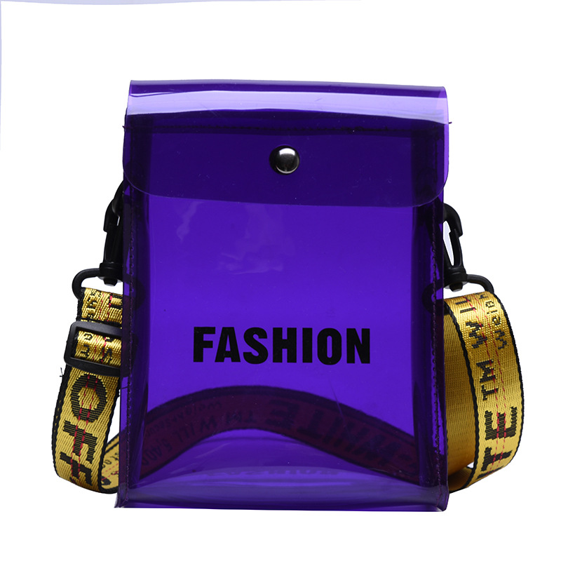 Bolso transparente para niños, nueva versión coreana en verano, letras yangqi, hombres y mujeres, gel de plástico para niños, moda de teléfonos móviles