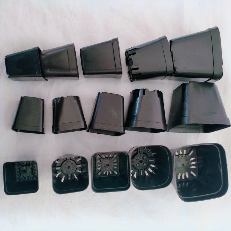 Plastic Small Black Square 7 Square Black Flower Pot Fleshy Small Flower Seedling Pot Fleshy Planting Flower Pot