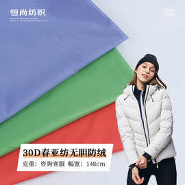 30D春亚纺涤纶布无胆防绒 秋冬保暖男装运动服布料 贴身登山服布