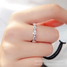 925高碳钻食指小巧排钻叠带开口戒指女小众设计时尚简约个性ins潮