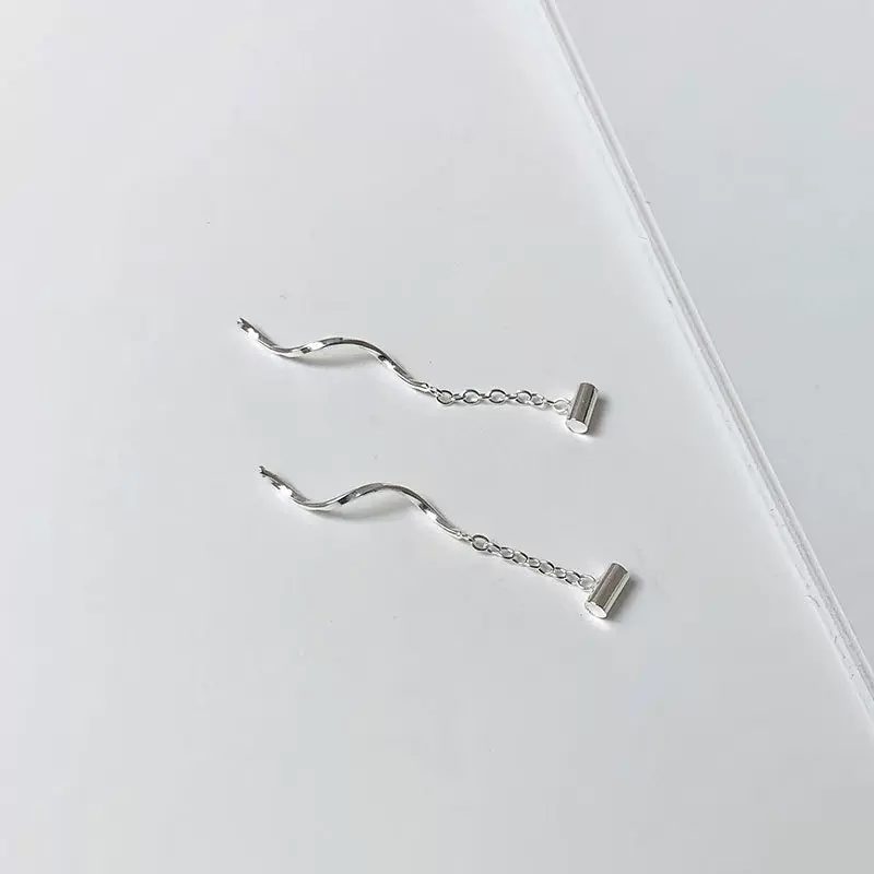 银家925银圆柱螺旋十字耳线修饰脸型百搭网红ins小众感耳环ins风